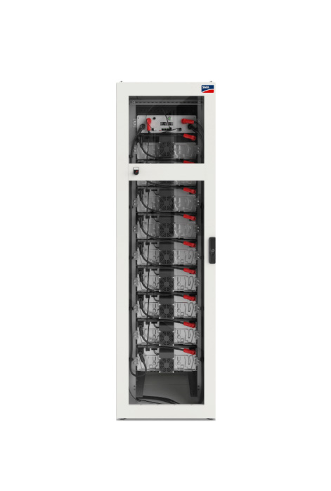 SMA - Batterie - SMA Commercial Storage 50: Accumulatore ad alto voltaggio da 56 kWh, Armadio con 7 moduli di accumulo incluso BMS e set di cavi da 5 m fino
all'inverter con batteria Sunny Tripower Storage X, Sistema Estendibile fino a 10 moduli di accumulo, Profondità di scarica: 100% DOD; Velocità di carica / scarica: 1C / 1C; Cella Li-NMC prismatica (Samsung SDI)